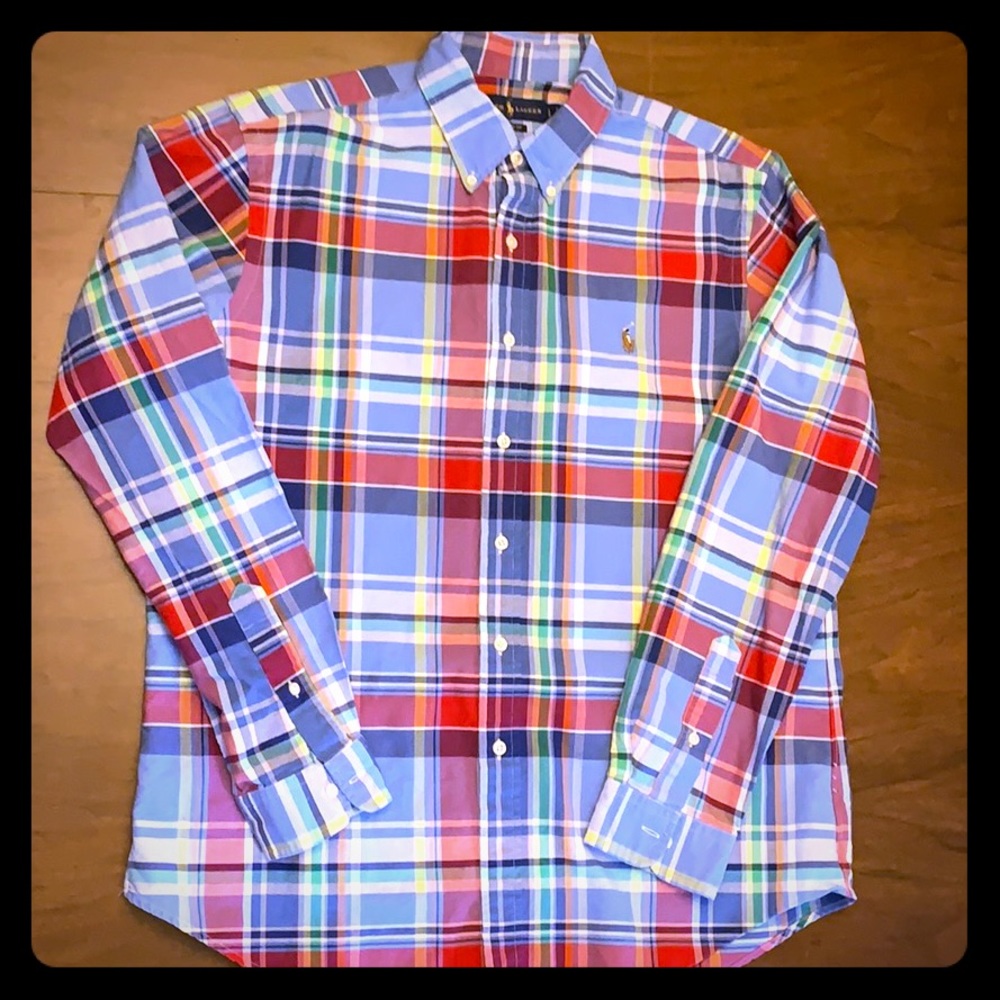 Polo Ralph Lauren Button Down Oxford Blue Red Plai
